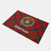 Clan Robertson Wappen über Tartan Fußmatte (Schrägansicht)