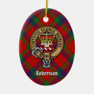 Clan Robertson Wappen über Tartan Keramik Ornament