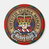 Clan Robertson Wappen über Tartan Magnet (Vorne)