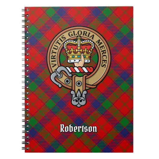 Clan Robertson Wappen über Tartan Notizblock (Vorderseite)