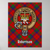 Clan Robertson Wappen über Tartan Poster (Vorne)