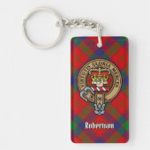 Clan Robertson Wappen über Tartan Schlüsselanhänger (Vorderseite)