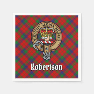 Clan Robertson Wappen über Tartan Serviette