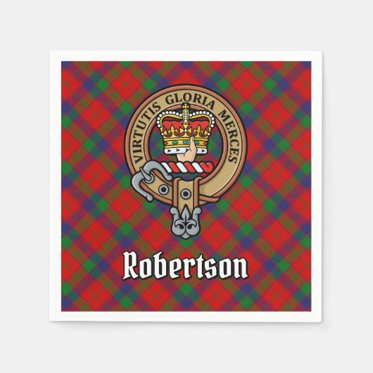 Clan Robertson Wappen über Tartan Serviette (Vorderseite)