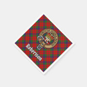 Clan Robertson Wappen über Tartan Serviette (Ecke)
