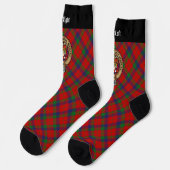 Clan Robertson Wappen über Tartan Socken (Linkes Detail)