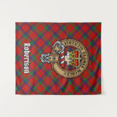 Clan Robertson Wappen über Tartan Wandteppich (Vorderseite (Horizontal))