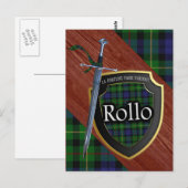 Clan Rollo Tartan Sword & Shield Postkarte (Vorne/Hinten)