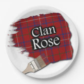 Clan Rose Scottish Tartan Paint Brush Pappteller (Vorderseite)