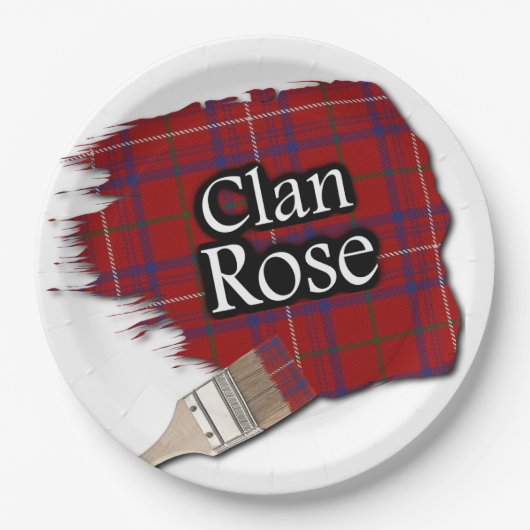 Clan Rose Scottish Tartan Paint Brush Pappteller (Vorderseite)