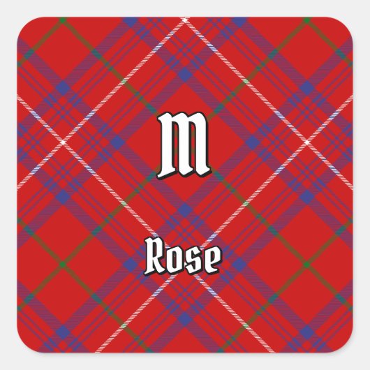 Clan Rose Tartan Quadratischer Aufkleber (Vorderseite)