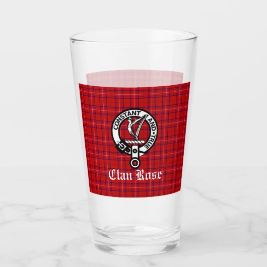 Clan Rose Wappen Abzeichen und Tartan Glas (Rückseite)