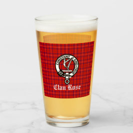 Clan Rose Wappen Abzeichen und Tartan Glas