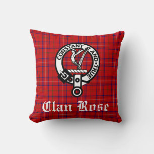 Clan Rose Wappen Abzeichen und Tartan Kissen