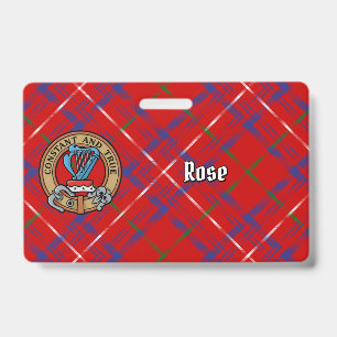 Clan Rose-Wappen über Tartan Ausweis