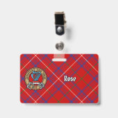 Clan Rose Wappen über Tartan Ausweis (Vorderseite mit Clip)