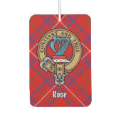 Clan Rose Wappen über Tartan Autolufterfrischer (Vorderseite)