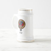 Clan Rose Wappen über Tartan Bierglas (Vorderseite Links)