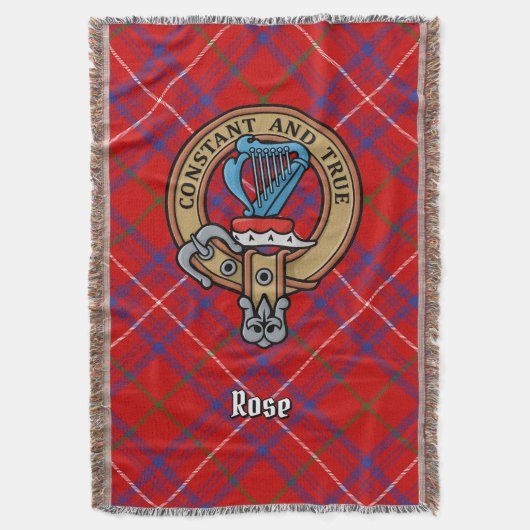 Clan Rose-Wappen über Tartan Decke (Vorderseite Vertikal)
