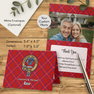 Clan Rose-Wappen über Tartan Einladung