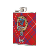 Clan Rose Wappen über Tartan Flachmann (Links)