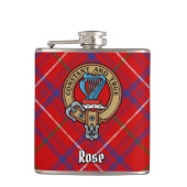 Clan Rose Wappen über Tartan Flachmann (Vorderseite)
