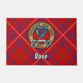 Clan Rose Wappen über Tartan Fußmatte (Vorderseite)