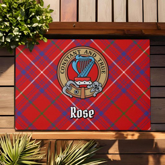 Clan Rose Wappen über Tartan Fußmatte