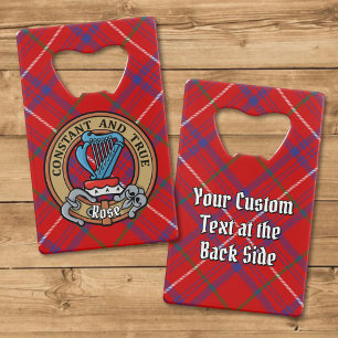 Clan Rose Wappen über Tartan Geldbeutel Flaschenöffner