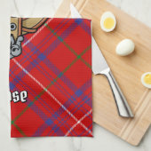 Clan Rose Wappen über Tartan Geschirrtuch (Viertel Falte)