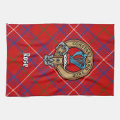 Clan Rose Wappen über Tartan Geschirrtuch (Horizontal)
