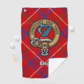 Clan Rose Wappen über Tartan Golfhandtuch (Insitu)