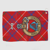 Clan Rose Wappen über Tartan Golfhandtuch (Horizontal)