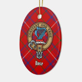 Clan Rose Wappen über Tartan Keramik Ornament (Links)