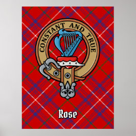 Clan Rose Wappen über Tartan Poster