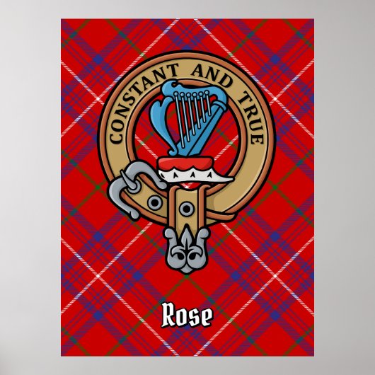 Clan Rose Wappen über Tartan Poster (Vorne)