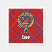 Clan Rose Wappen über Tartan Serviette (Vorderseite)
