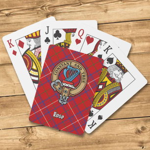 Clan Rose Wappen über Tartan Spielkarten