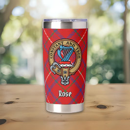 Clan Rose Wappen über Tartan Thermobecher