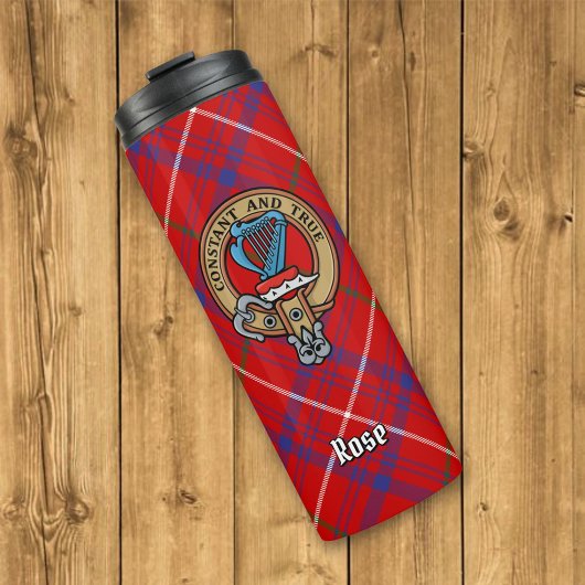 Clan Rose Wappen über Tartan Thermosbecher