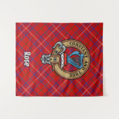Clan Rose Wappen über Tartan Wandteppich (Vorderseite (Horizontal))