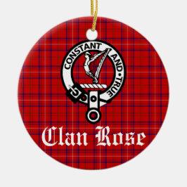 Clan Rose Wappen und Tartan Personalisiert Keramik Ornament