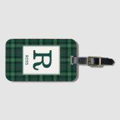 Clan Ross Jagd Tartan Green Kariert Monogram Gepäckanhänger (Vorderseite (Horizontal))