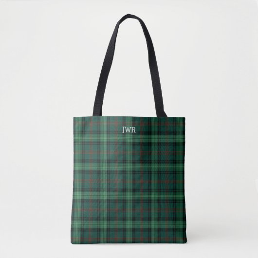 Clan Ross Jagd Tartan Green Kariert Monogram Tasche (Vorderseite)