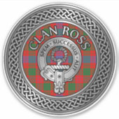 Clan Ross Wappen & Tartan Knot Aufkleber (Vorderseite)