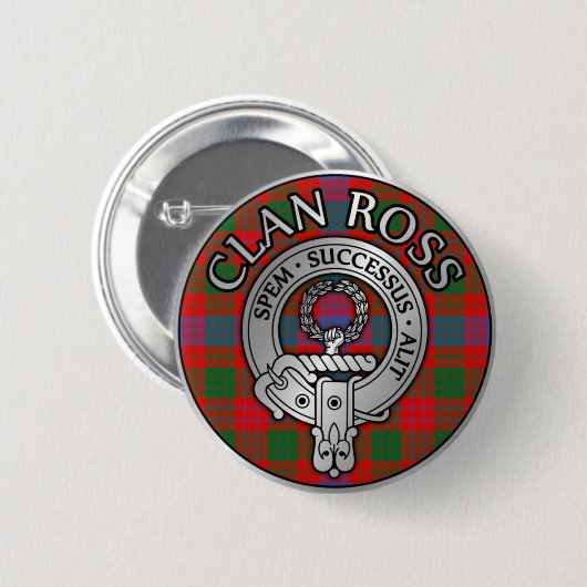 Clan Ross Wappen & Tartan Knot Button (Vorne & Hinten)
