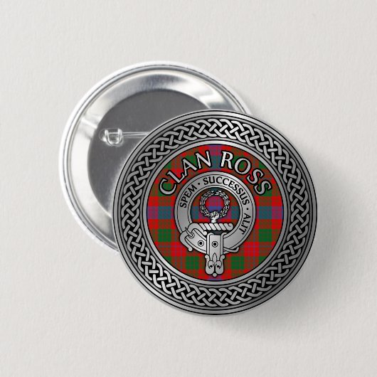 Clan Ross Wappen & Tartan Knot Button (Vorne & Hinten)