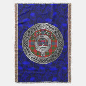 Clan Ross Wappen & Tartan Knot Decke (Vorderseite Vertikal)