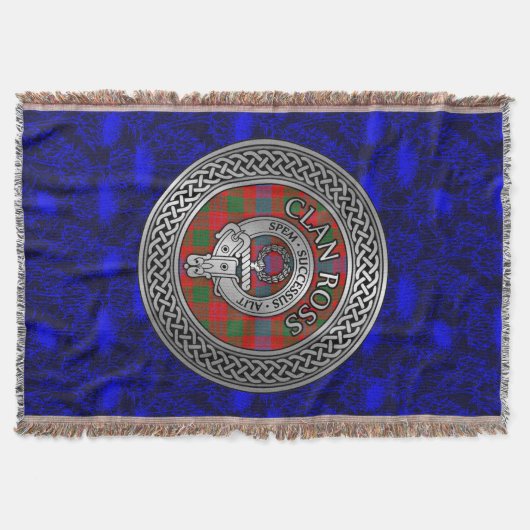 Clan Ross Wappen & Tartan Knot Decke (Vorderseite)