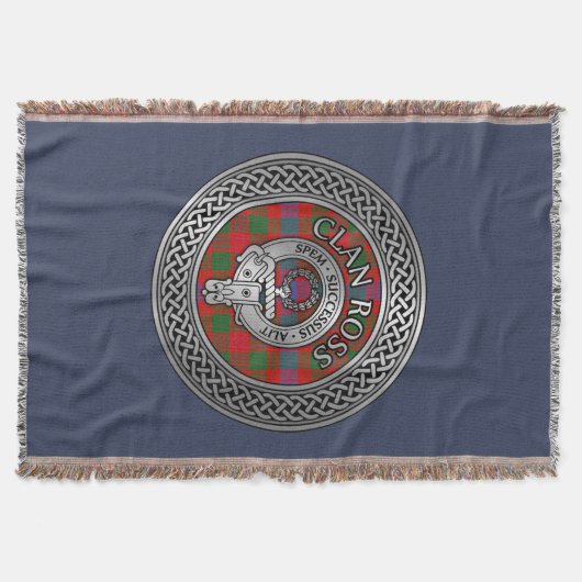 Clan Ross Wappen & Tartan Knot Decke (Vorderseite)